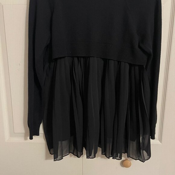 Torrid Women's Black Boat Neck Micro Ribbed Pleated Chiffon Back Sweater Medium - Picture 7 of 8